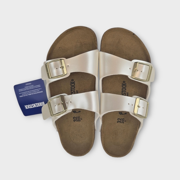 New Birkenstock Arizona Split Birko Flor White Gold Youth Sandals Size US 1 EU32 - Picture 7 of 11